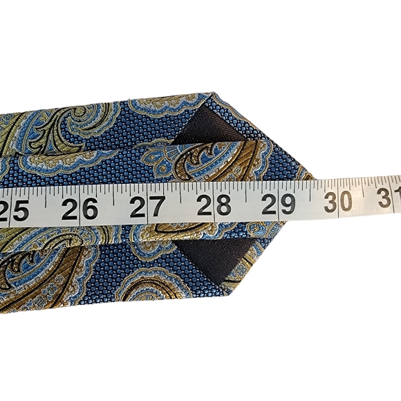Bruno Piattelli Roma Regal Blue/Gold Paisley Men's Tie - Picture 13 of 14